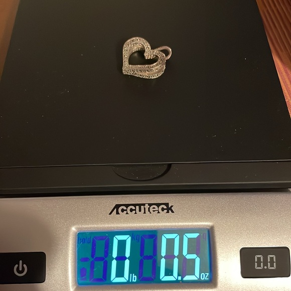 Sterling Silver and Marcasite Double Layer 1” Heart Pendant (No Chain) - Picture 8 of 9